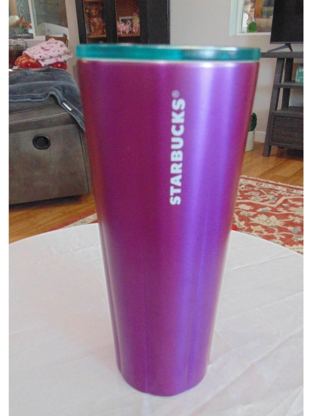 2022 Starbucks Purple Blue Stainless Steel Metal Tumbler 24oz Drink Lid